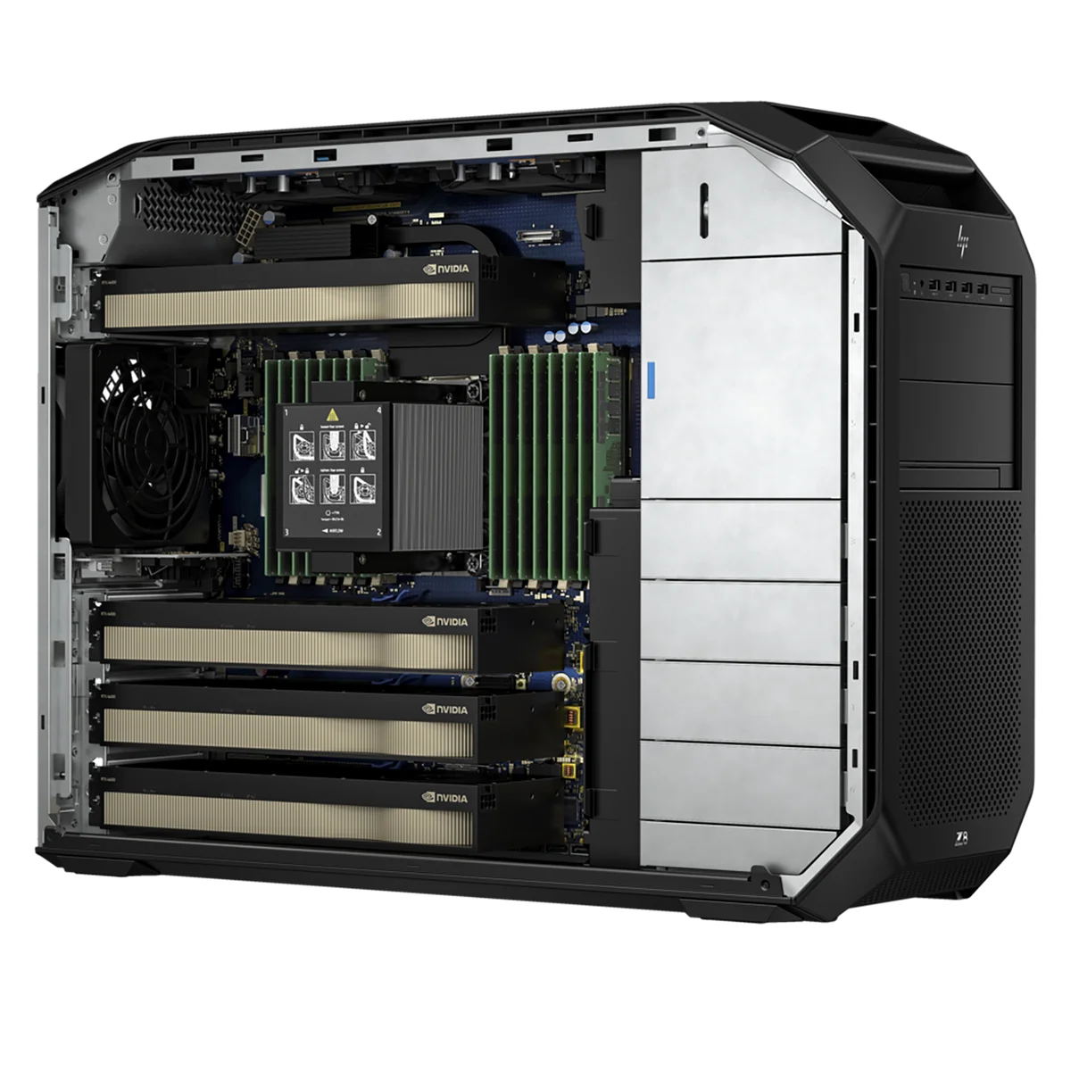 HP workstation tower open view