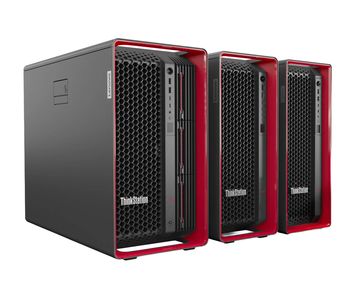 Lenovo Workstation Tower in geschlossener Ansicht