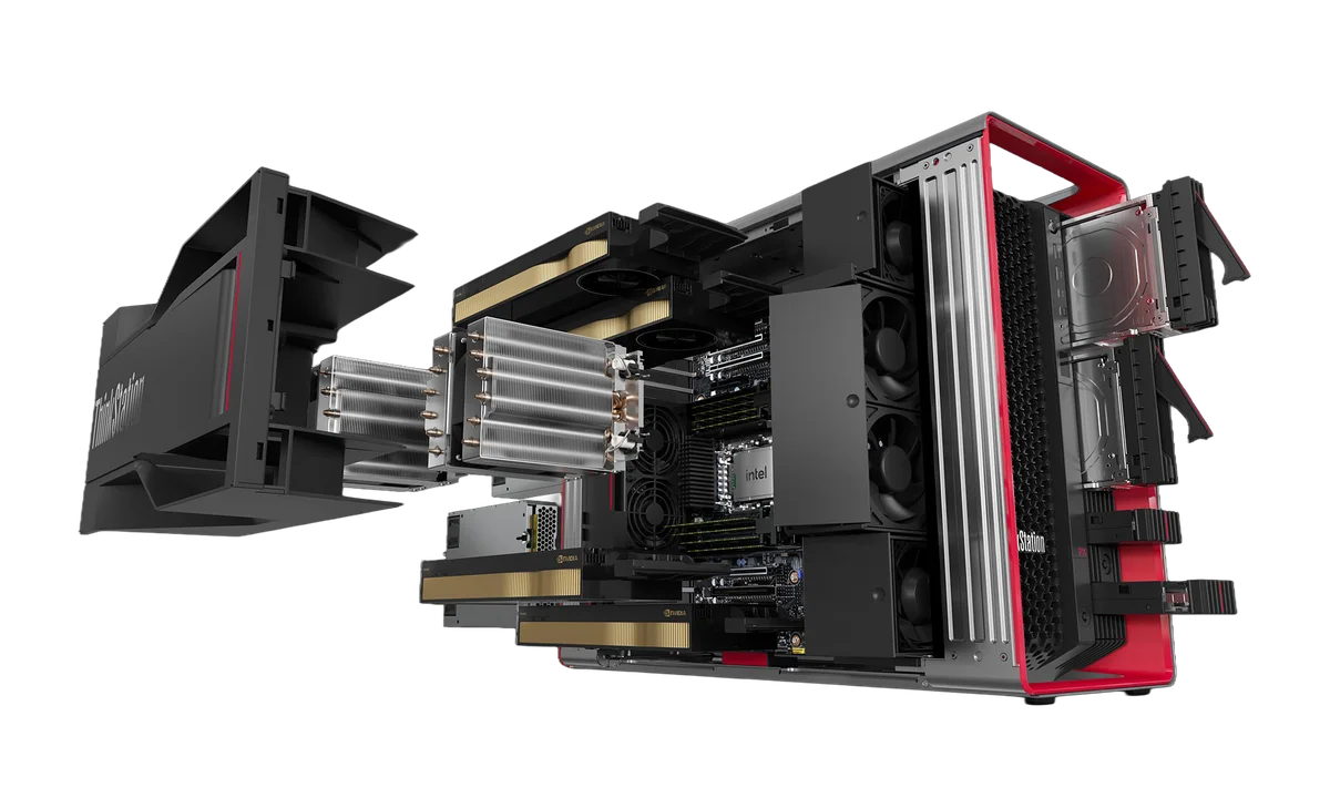 Lenovo workstation tower open view